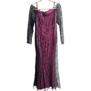 Michel Desjardins Maxi Lace Fairy Goth Dress Long Sleeve Y2K Vintage Romantic S?